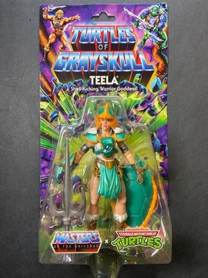 "Figura Tortugas de Grayskull TEELA MOTU x TMNT 5,5"" Guerras de Reptiles NUEVA CAJA DMG" Foto 1 de 4