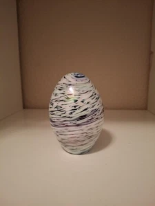 Iridescent Glass Paperweight White/Purple/Blue Swirl Egg - Picture 1 of 2