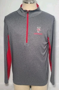 Pull Colosseum Wisconsin Badgers gris 1/2 fermeture éclair logo homme taille Medium ~ Occasion  - Photo 1/8