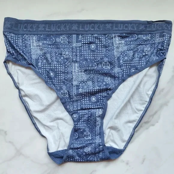 Трусики короткие Lucky Brand Lucky Lace Hi-Cut синие с принтом бандана размер L - Изображение 1 из 4