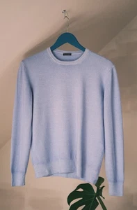 Boggi Milano Luxury Men's Light Blue Wool Jumper Sweater Size S Made in Italy - Picture 1 of 10
