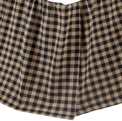 Falda Cama King Negra Cuadros y Bronceado Oscuro Rústica Algodón Campestre Polvo Volantes 16" Caída Foto 1 de 3