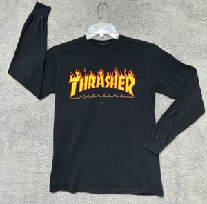 Vintage Thrasher Magazine Long Sleeve Shirt Medium Black Cut Tag Skater 90s - Picture 1 of 6