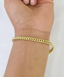10k Franco Bracelet 4mm 8" Inch Yellow Gold Men Women Link Real 10kt - Picture 1 of 8