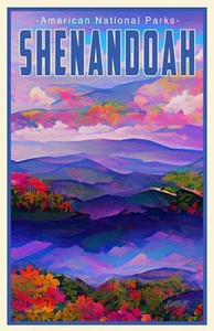 Póster de viaje del Parque Nacional Shenandoah Virginia • Firmado • 11x17 Bonito - Imagen 1 de 1