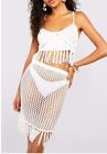 Boohoo Bnwt  2 Piece White Crochet Fringed  Skirt And Bralet Cropped Top M 10/12