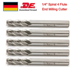 5PCS 1/4 '' HSS Spirale 4 Flöte Schaftfräser CNC Bohrer Werkzeug Zylinderschaft - Bild 1 von 12
