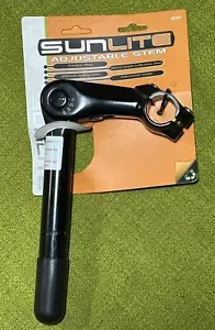 NOS 90mm SUNLITE 1-1/8” Adjustable Alloy Quill Stem BLACK 25.4mm SHIPS FREE USA - Picture 1 of 3