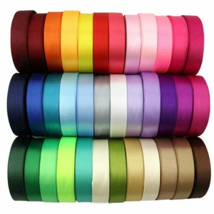 SATIN RIBBON DOUBLE SIDED VARIOUS COLOURS WIDTHS LENGTHS CRAFT SEWING CAKE CRAFT - Picture 1 of 22