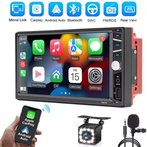 7" Apple CarPlay/Android Auto Double DIN Car Stereo Radio Head Unit Touch Screen - Picture 1 of 15