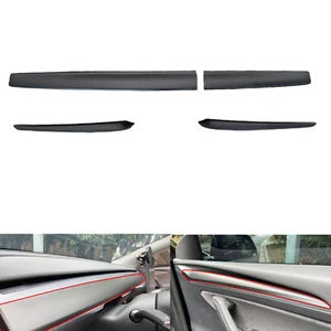 Dashboard Cover Wrap Front Door Inner Armrest Panel Trim For Tesla 3/Y Matte BLK - Picture 1 of 7