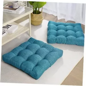 Floor Pillow Seating Cushions for Adults Set of Sitting Large Square 2 Teal - Picture 1 of 8