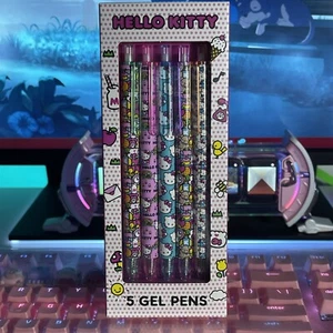 2024 Sanrio Hello Kitty 5 Gel Pens Pink Box Icons Face Milk Bear Set Colored Ink - Picture 1 of 7