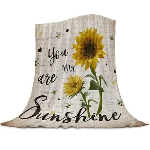 Fleece Throw Blanket Super Soft Warm Flannel Sunflower Child Blankets for Cou... - Picture 1 of 9