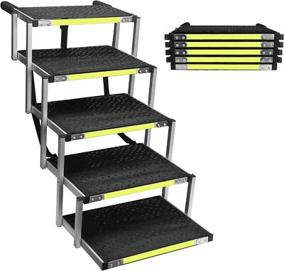 Escalera resistente con marco de aluminio de 5 pasos para perros con tela de PVC 1680D - antideslizante, ligera Foto 1 de 4