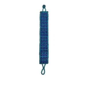 Handcrafted Loom Woven Seed Beaded Bracelet Cobalt Blue Bluish Purple Vintage - Picture 1 of 6