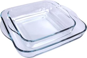 BORCAM 159028 Glas Auflaufform 2er Set 2L + 3,2L quadratisch Backform hitzefest - Bild 1 von 2