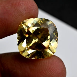 Natural 22.20 Ct Certified Yellow Zircon Loose Gemstone Cambodian Cushion Cut - Picture 1 of 6