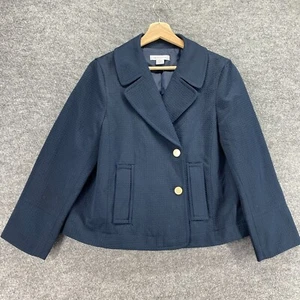 Liz Claiborne Jacket Women L Large Blue Collared Long Sleeve Button Up Lined - Picture 1 of 8