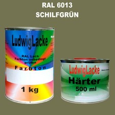 Maschinenlack RAL 6013 Schilfgrün 1,5 kg Set  MATT & 10tlg. Pinsel Set
