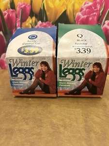 Vintage Winter Leggs Pantyhose Queen, Ivory And Black Lot Of 2 - Picture 1 of 4