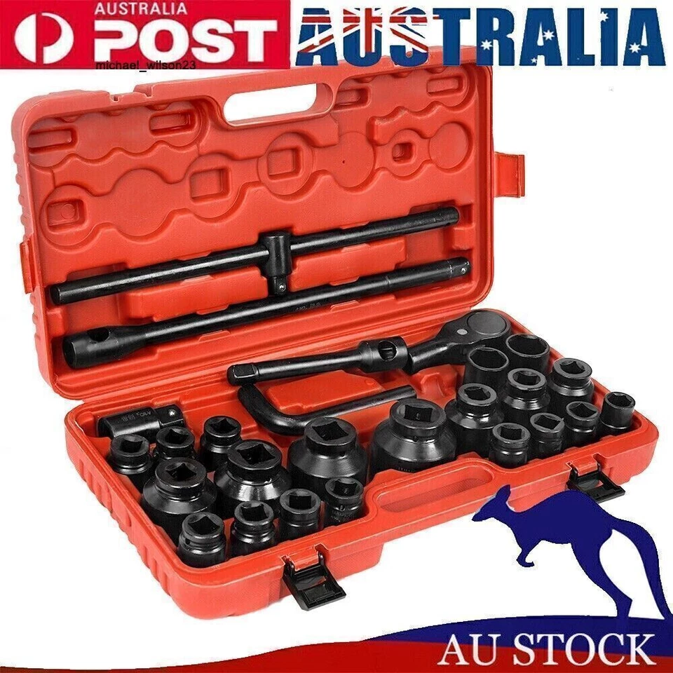 3/4" Dr Metric Impact Socket Set 27 PCS 21-65 mm Shallow Socket AU STOCK - image 1 of 4