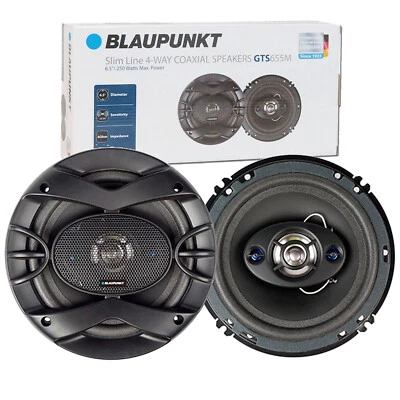 1 Pair | BLAUPUNKT GTS655M 250W 6.5" SLIM LINE 4-WAY COAXIAL SPEAKERS MAX POWER