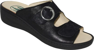 Franken Schuhe Damenpantolette mit losen Fußbett Weite H, schwarz, Gr. 37 - 42
