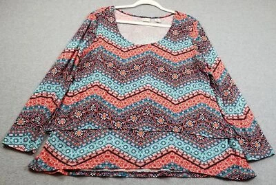 Top túnica Westbound para mujer extra grande XL floral geométrico manga larga elástico” Foto 1 de 4