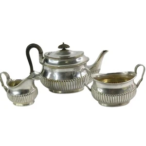 Silver Plate Tea Set Tea Pot with Matching Creamer and Sugar King George III - Picture 1 of 10