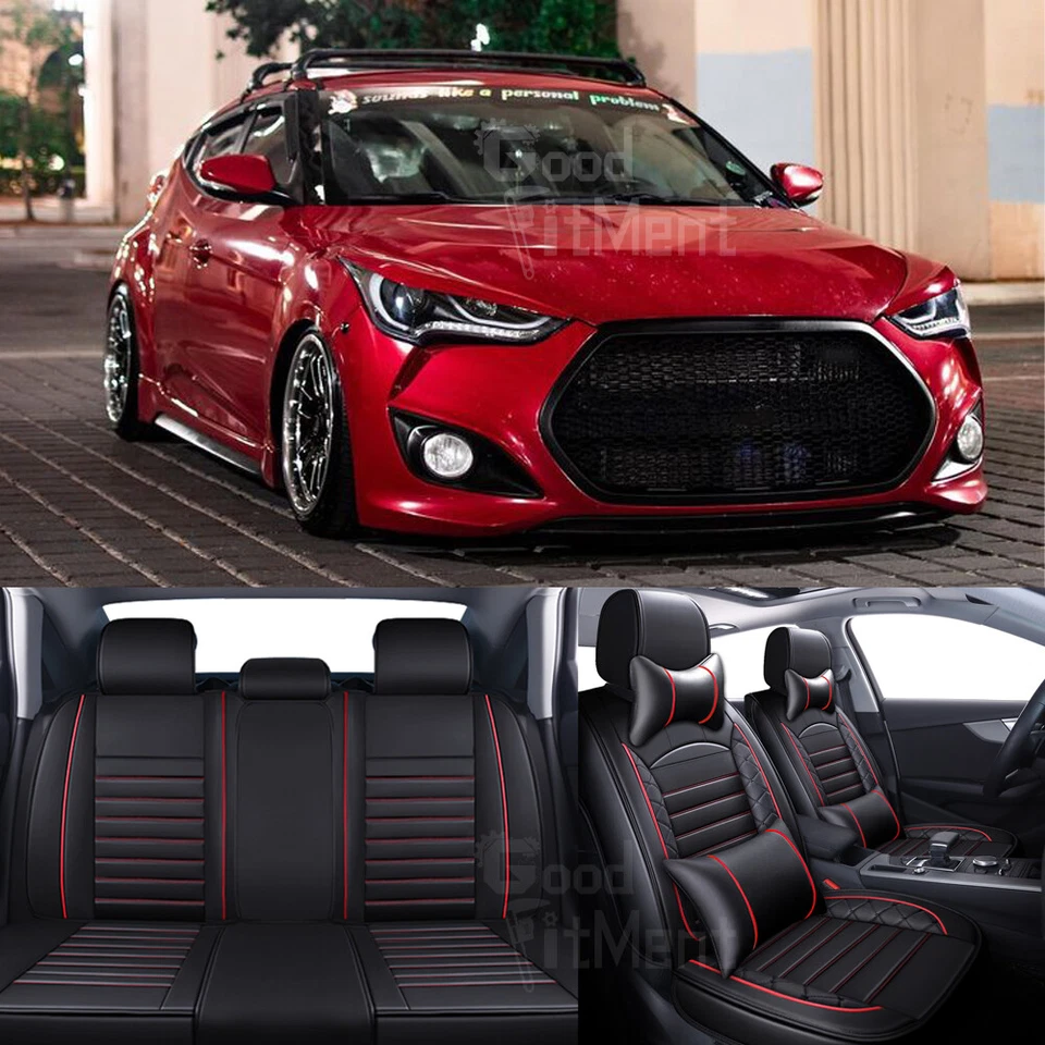 For Hyundai Veloster Turbo Front & Rear Car Seat Covers Full Set Leather Cushion - Изображение 1 из 4