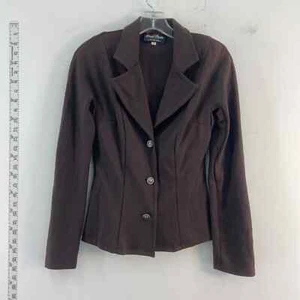 VTG Bisou Bisou Brown Nylon Button Down Blazer - Women's Size 6 - Picture 1 of 6