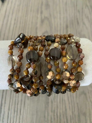 New Auth Chan Luu Tigers Eye Mix Multi Strand Brown Leather Bracelet - Image 1 of 4