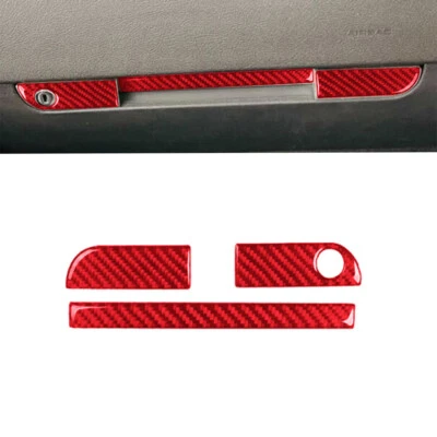3Pcs For Audi TT 8N 2001-06 Red Carbon Fiber Co-pilot Glove Box Lock Panel Cover - Image 1 of 4
