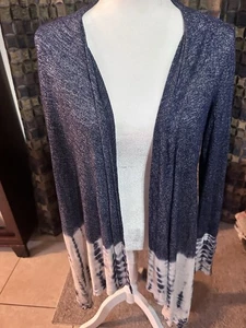 Lapis Damen kleiner dunkelblau/weiß Batik Muster offen Pullover/Cardigan - Bild 1 von 7