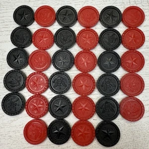 Connect Four 4 Set of 34 Replacement Checkers 17 Red 17 Black Eagles Star - Picture 1 of 5