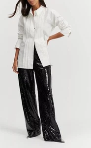 COUNTRY ROAD L/S Antique White Cotton button-up Tuxedo Shirt Top Size 10AU - Foto 1 di 5