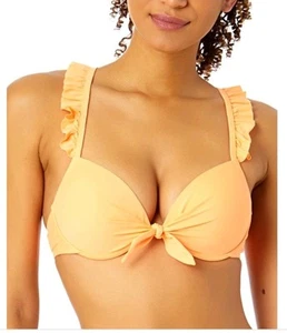 Salt + Cove Women's Ruffle-Strap Push up Underwire Bikini Top - Peach Size Small - Picture 1 of 2