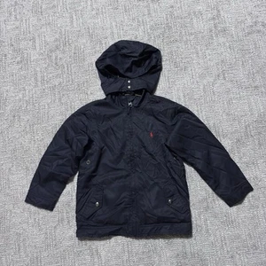 Polo Ralph Lauren Jacket Size 6 Boys Windbreaker Navy Blue Hooded Coat Rain Zip - Picture 1 of 5