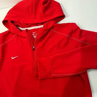 Nike Dri-FIT Red Pullover Hoodie Womens M 1/4 Zip Activewear Run Gym Workout - Image 1 of 4