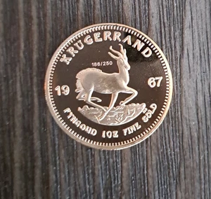 1967 vergoldete Display Münze Südafrika 1 oz Größe - Bild 1 von 2