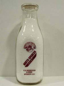 TSPQ Milk Bottle North Spencer Dairy Redsicker Farm Spencer NY Residential 1956 - Picture 1 of 2
