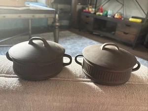Dansk Flamestone geriffelt braun einzelne Kasserolle mit Deckel oder Zuckerdose (zwei) - Bild 1 von 6