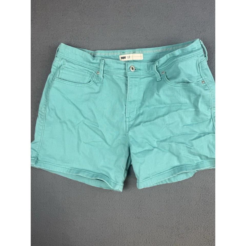 LEVI'S VINTAGE DENIM WOMENS JEAN SHORTS sz12; AQUA BLUE UG03420 2013 - Image 1 of 4
