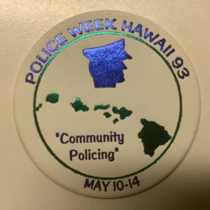 Vintage Police Week Hawaii Community Policing Island White POG Milk Cap NEW 1993 - Picture 1 of 2
