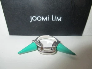 Anillo JOOMI LIM Plata L Doble Eslabón Punta Talla 5 NUEVO SIN ETIQUETAS $181 VERDE - Imagen 1 de 12