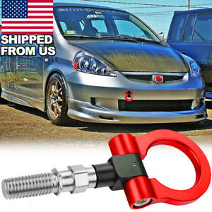 For Honda FIT 09-13 Red Front Bumper Track Sport Racing Style Tow Hook Ring Bar