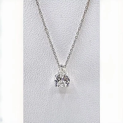 GIA (H I1; 1.05 ct) pear DIAMOND solitaire pendant necklace 14k white gold - Image 1 of 4
