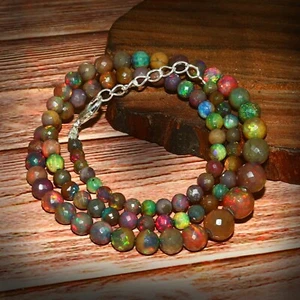 Ethiopian Opal Rondelle Faceted Beads Gemstone Opal Necklace Jewelry 1231 - Picture 1 of 9