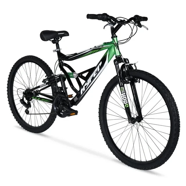 Bicicleta todoterreno Shocker Mountain Pro de 26" para hombre neumáticos bicicleta de 18 velocidades, negro/verde Foto 1 de 4